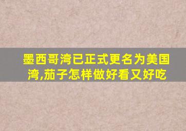 墨西哥湾已正式更名为美国湾,茄子怎样做好看又好吃