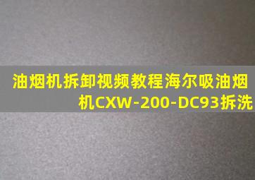 油烟机拆卸视频教程海尔吸油烟机CXW-200-DC93拆洗