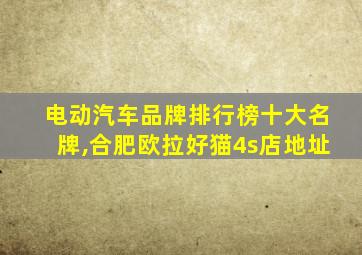电动汽车品牌排行榜十大名牌,合肥欧拉好猫4s店地址